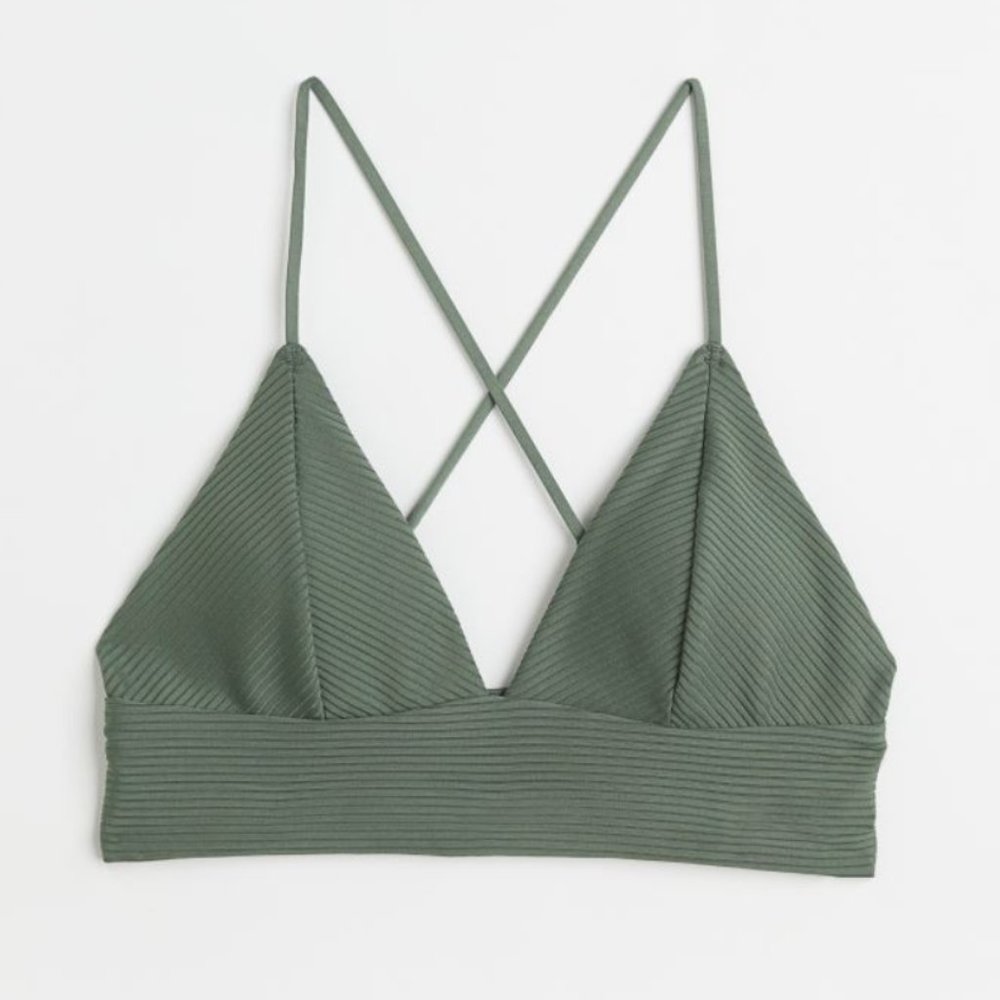H&M Green Ribbed Bikini NWT